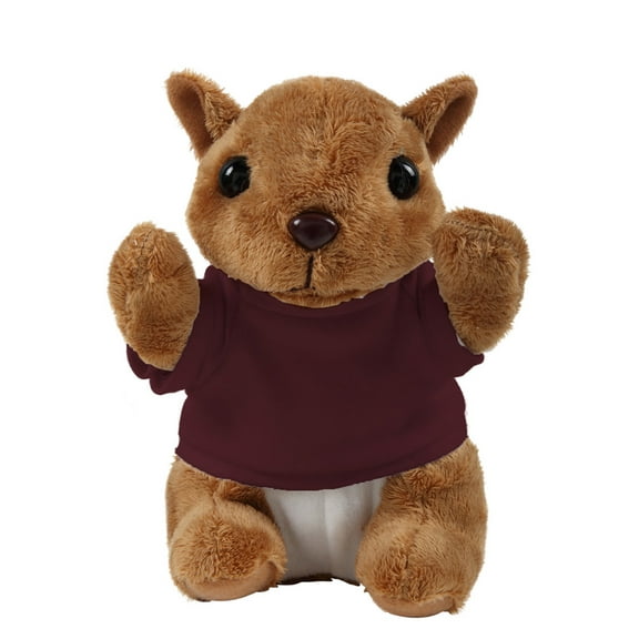 Plushland 8 Inch Floppy Squirrel with Tee Plush Stuffed Animal Personalized Gift - Custom Text on Shirt - Great Present for Mothers Day, Valentine Day, Graduation Day, Birthday