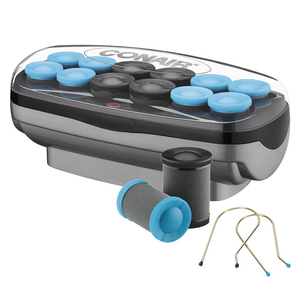 Conair Jumbo and Super Jumbo Hot Rollers Ceramic Hair Rollers, Blue, 12