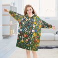 thumbnail image 5 of FORMRS Wearable Blanket Hoodie with Sleeves for Kids Cozy Flannel Sweatshirt, Green Floral Garden, 5 of 7