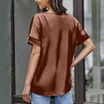 thumbnail image 3 of Mittory Women's Short Sleeve Satin Blouses Casual Loose Crewneck Silk Shirts Roll Up Sleeve Tunic Tops, 3 of 5