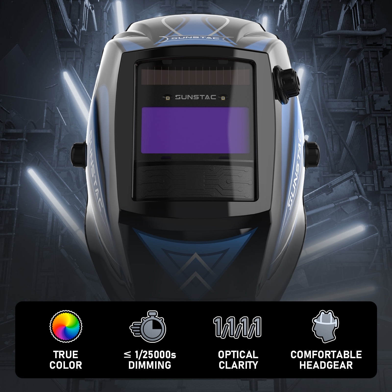 1/1/1/1 Optical Clarity Welding Helmet True Color Auto Darkening Welding Hood Wide Shade 4/9-13 for TIG MIG ARC Welding