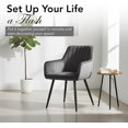 thumbnail image 4 of Placida Decor Cassian Set of 2 Dark Grey Velvet Dining Chairs with Armrests and Black Metal Legs, 4 of 11