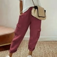 thumbnail image 2 of MXUIKV Linen Pants for Women Lightweight Cozy Loose Fitted Pants with Multi Pockets Travel Beach Cargo Pants, 2 of 6