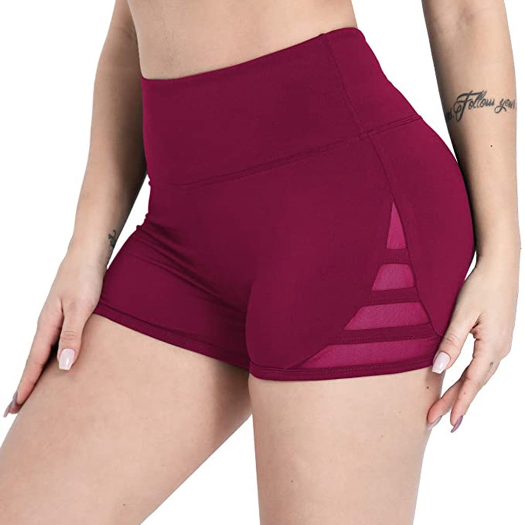 Women's High Waist Fitness Running Casual Yoga Shorts - Walmart.com - Walmart.com