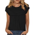 thumbnail image 3 of ClodeEU Womens V-Neck Short Sleeve Crew Neck Pleated Front T-Shirt ,Loose Dressy Casual Summer Tee Tops Black,Womens Plus XL, 3 of 8