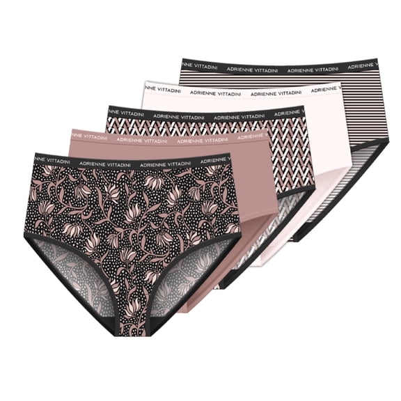 Adrienne Vittadini  Intimates Women's Stretch Microfiber Brief Panties Set of 5 - Panty Size 7 / Large - FIT: Clothing Pants Size 12/14