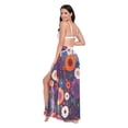 thumbnail image 3 of FORMRS Womens Long Sarong Beach Wrap Semi-Sheer Bikini Skirt Bathing Swimsuit Cover Up, Purple Flowers, 3 of 7