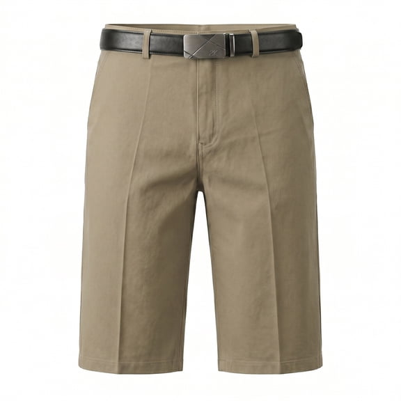 GrmtClth Mens Trendy Shorts Minimalist Plain Tone Cotton Linen Straight Cut Tailored Golf Shorts Flat Front Regular Fit Summer Office Street Daily Wear Army Green 38