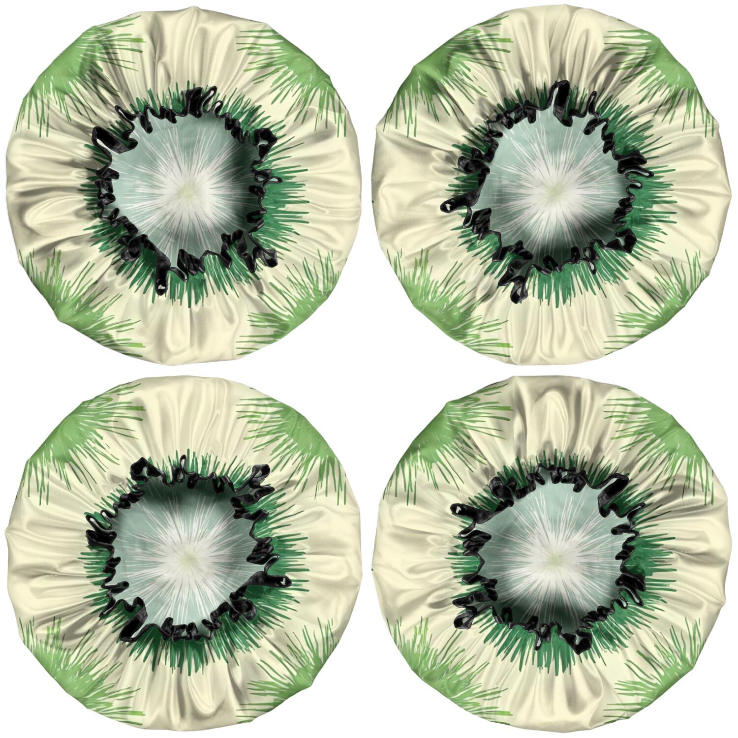 Shower Caps,Green Tie Dye Waterproof Shower Cap for Women 4 Pieces,Double Reusable Hair Cover for Shower PEVA Elastic Stretch Hem
