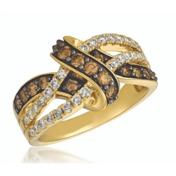 Natural Brown Diamond Curved Wedding Ring in 14k Rose Gold finish - Gift For Mum