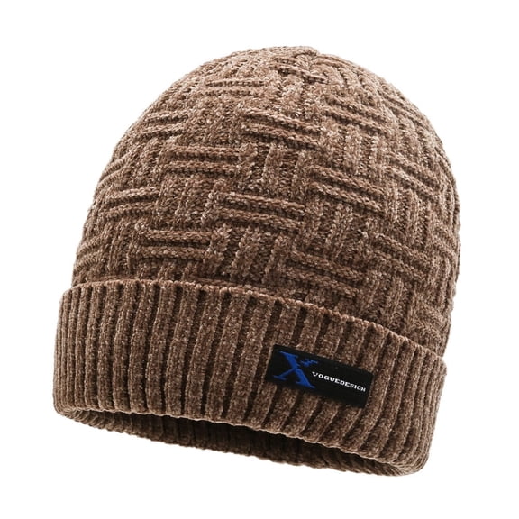 Winter Knitted Hat for Men, Fleece-Lined Warm Knitted Hat, Soft and Warm Ski Hat, Brimless Beanie Slouchy Hat