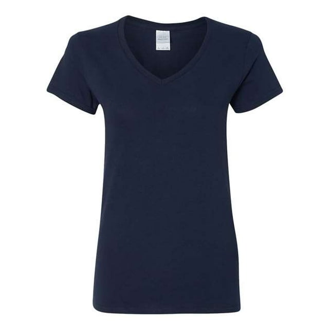 Gildan Ladies Heavy Cotton V-Neck T-Shirt, M, Navy