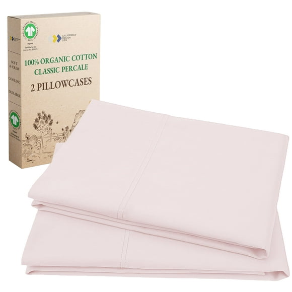 Fundas de almohada California Design Den, 100% algodón orgánico, color rosa