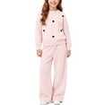 thumbnail image 3 of ITSAME Outfit Sets for Girls Crewneck Knit Sweater & Pants Set 2Pcs Fall Winter Comfy Casual Clothes Pink Size 3T, 3 of 4