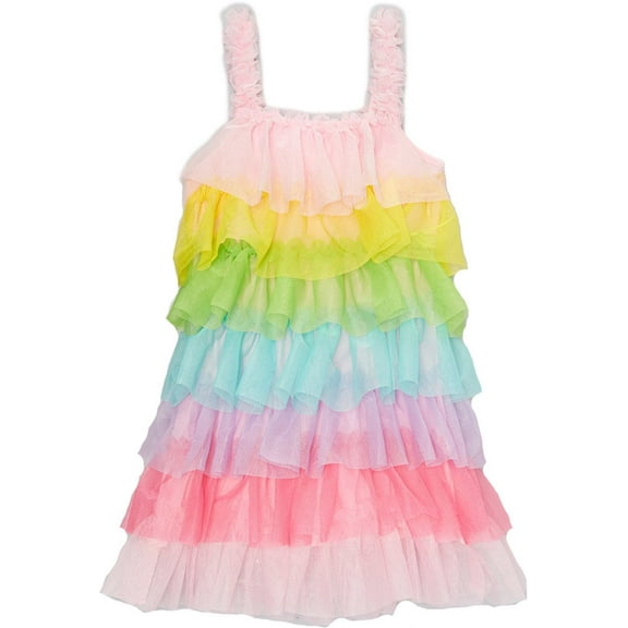 Wenchoice Girl's Rainbow Ruffle Dress - M(12M-24M)