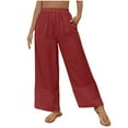 thumbnail image 2 of Aloohaidyvio Wide Leg Pants for Women Baggy Lightweight Palazzo Pants with Pockets Summer High Waist Flowy Casual Trousers, 2 of 8
