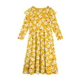 thumbnail image 4 of IYYVV Girls Fall Sundress Casual Ruffle Long Sleeve Smocked Aline Flowy Tiered Maxi Dresses Boho Floral Dress with Pockets for 11-12 Years Earthy Yellow, 4 of 5