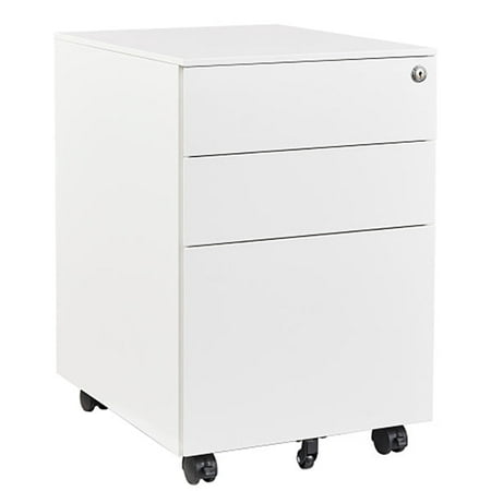 

Metal 3 Drawer File Cabinet; Rolling File Cabinet with Lock Under Desk; Small Black Filing Cabinets for Home Office; Deep Drawers for Hanging Legal Letter Folders; Full Assembled Except Casters