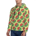 thumbnail image 3 of Pofeuu Summer Watermelon Print Mens Casual Hooded Collar Drawstring Hoodies Pullover Sweatshirts Casual Long Sleeve Shirts-4X-Large, 3 of 7