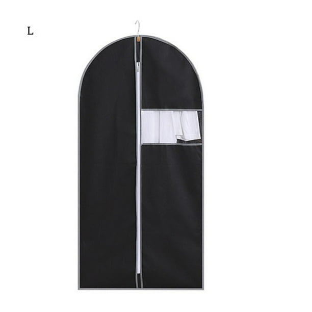 Injueey Colgando ropa, ropa, traje, abrigo, funda antipolvo, bolsa de almacenamiento para el hogar, estuche organizador, armario, ropa colgante Cubiertas para muebles de jardín Negro L Injueey HA005487-05