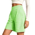 thumbnail image 5 of Karymi Women's Shorts High Waist Gingham Bermuda Shorts, Back Elastic Waist Wide Leg Plaid Casual Shorts with Side Pockets, Summer Beach Vacation Shorts Summer Outfits, 5 of 6
