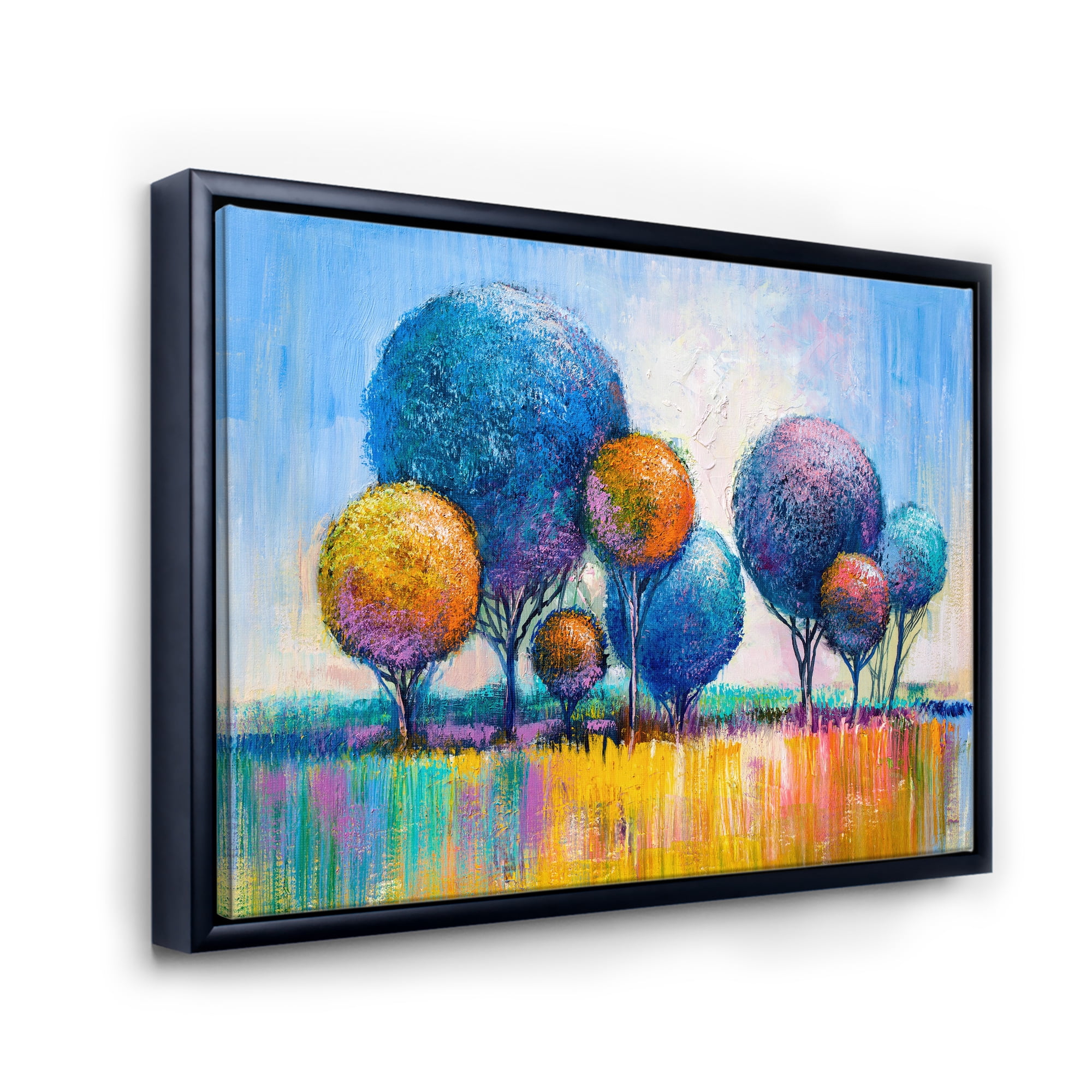 Designart 'Autumn Colorful Fantasy Trees IV' Modern Framed Canvas Wall Art Print