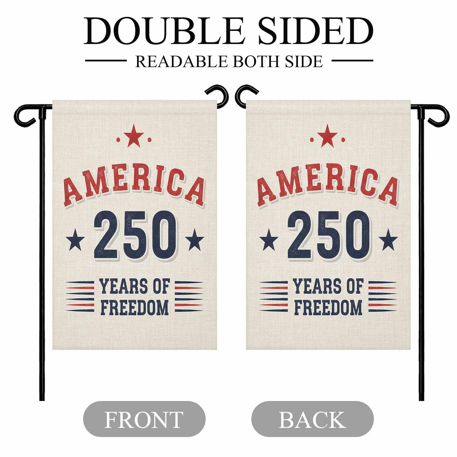 4th of July Garden Flags America 250 Years of Freedom Garden Flag Double Sided Welcome Flag Patriotic Stars USA Flag Independence Day Yard Flags for Outdoor Lawn Porch Memorial Day Decor 28x40 Inch