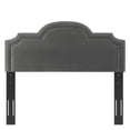 thumbnail image 6 of Headboard, Nailhead, King California Size, Charcoal Grey Gray, Velvet, Modern Contemporary, Mid Century Bedroom Master Guest Suite Room, 6 of 9