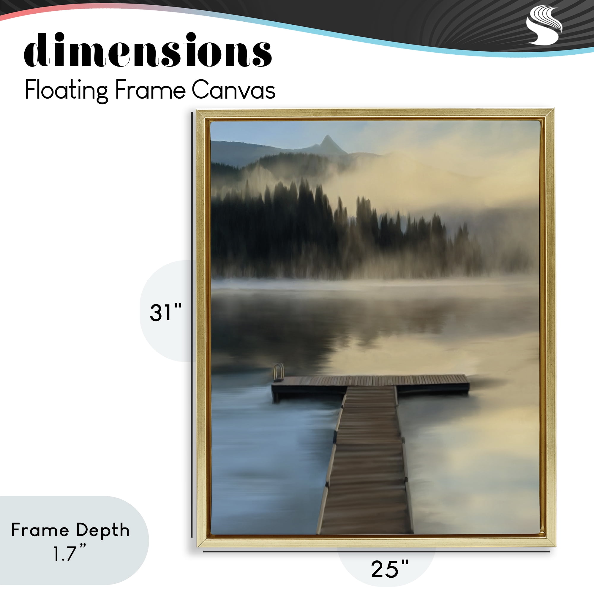 Stupell Industries Reflective Lake At Dusk Gold Framed Floater Canvas Wall Art, design by Renel Peters