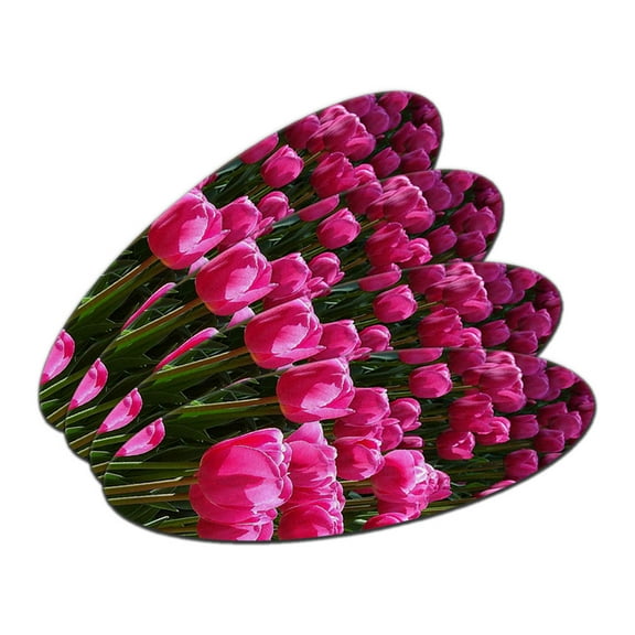 Field of Pink Tulips Double-Sided Oval Nail File Emery Board Set 4 Pack
