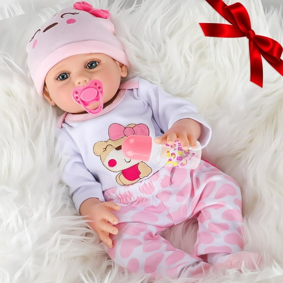 WLRETMCI Reborn Baby Dolls,17 inch Realistic Lifelike Dolls Full Vinyl Body Silicone Baby Dolls, Newborn Doll Toys for Baby Girls, Gift for Kids Girls Age 2 3 4 5 6
