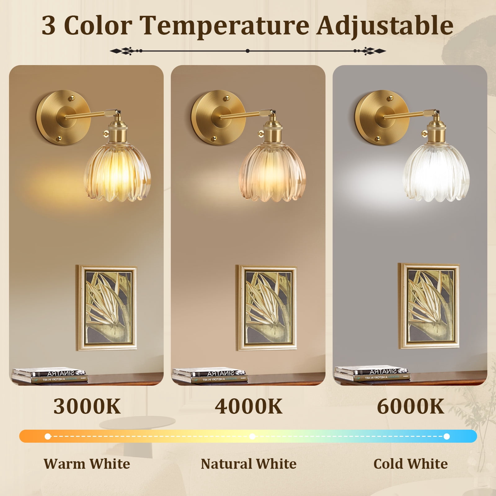 DONGPAI 2 Pack Vintage Battery Operated Wall Sconce with Amber Tulip Glass Lampshade Wireless Rechargeable Wall Light with Remote Control for Bedside Bedroom Doorway