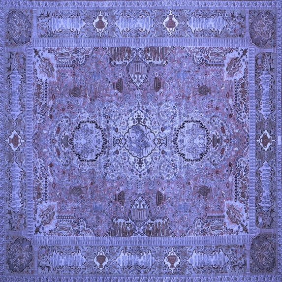 Ahgly Company Indoor Square Persian Blue Traditional Area Rugs, 5' Square