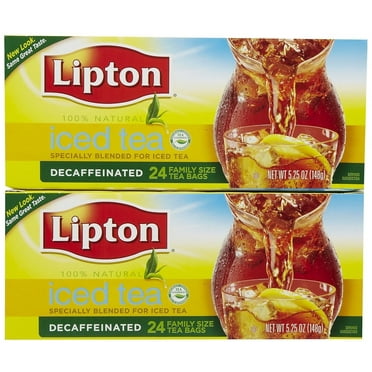 Lipton Iced Tea Decaffeinated, Family Size Tea Bags, 24 Count, Pack of 2 Total 48 Tea Bags