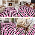thumbnail image 5 of Valentines Day Area Rugs 8'x10', Washable Small Throw Rugs for Living Room Patio, Pink Love Hearts Romantic Black Stripes Indoor Outdoor Rug Non-Slip Low Pile Carpet Runner Reversible Floor Mats, 5 of 8