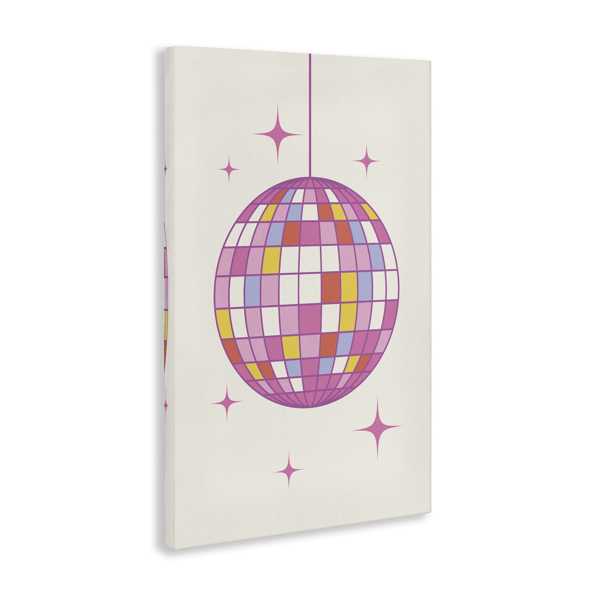 Stupell Industries Pastel Disco Ball Entertainment Painting Wrapped Canvas Art Print Wall Art, 16 x 24