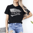 thumbnail image 2 of We The People Tattered Flag Gothic Script Patriotic Black Shirt Men Women, 2 of 6