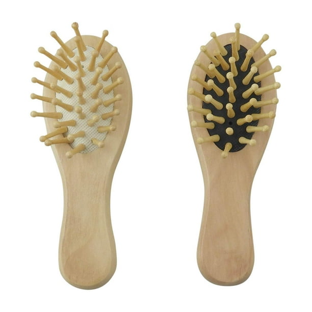 Paquete de 2 cepillos para el cabello de bambú ecológicos: cerdas de bambú naturales para todo tipo de cabello - Masaje suave del cuero cabelludo Desenredante antiestático con cojín acolchado de gom