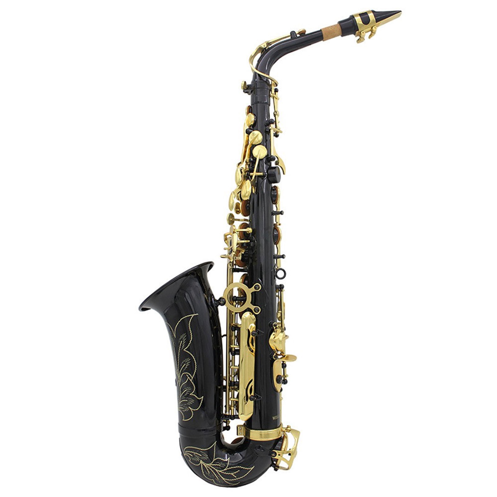 Golden Alto Saxophone | Good Sound Quality Brass Engraved Alto Sax | Wind & Woodwinds Saxophones with Adjustable Strap and Case