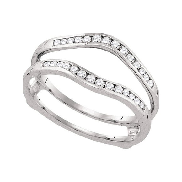 14kt White Gold Womens Round Diamond Ring Guard Wrap Solitaire Enhancer 1/4 Cttw