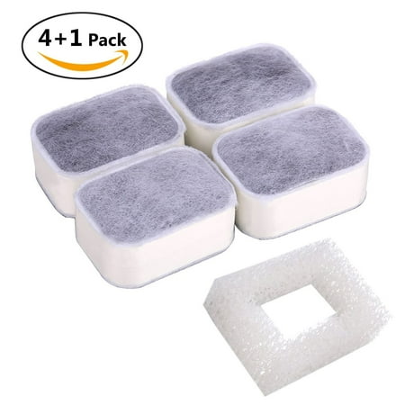 Pur Black Foam (Healthy Pet Water Fountain Filters, 1pc Foam Filters and 4pcs Replacement Premium Cotton Activated Carbon Pet Water Drinking)