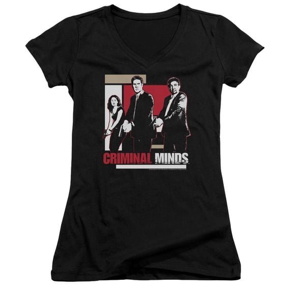 Criminal Minds Guns Drawn Junior Women's V-Neck T-Shirt Black