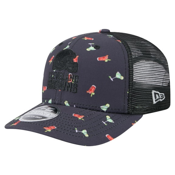 Men's-New Era  Navy/Black Cleveland Browns Adventure Drinks Pattern 9SEVENTY Stretch-Snap Hat
