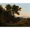 thumbnail image 3 of Beniamino De Francesco 18x15 Black Modern Framed Museum Art Print Titled - Italian Landscape with Aeneas and the Cumaean Sibyl (1838), 3 of 5