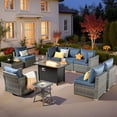 thumbnail image 6 of Vcatnet Patio Furniture Sets with Fire Pit 10 Pieces Sectional Sofa All Weather Wicker Outdoor Conversation Set with Swivel Glider Chair and Coffee Table, Denim Blue, 6 of 10