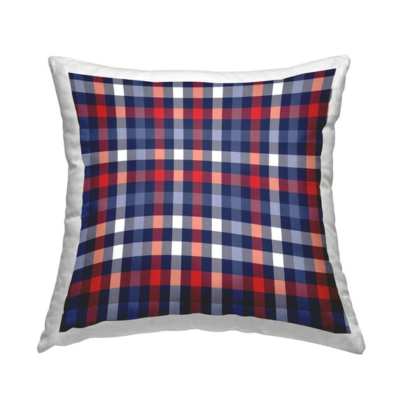 Stupell Industries Plaid Tartan Pattern Red Blue Checker Design by House of Rose Throw Pillow