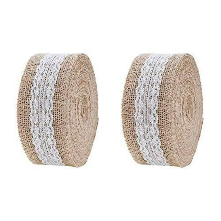 Burlap Ribbon with Lace Unwired 20 Yards Rustic Jute Ribbon for Crafts –  MudraCrafts