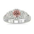 thumbnail image 2 of 1.25 Carat Peach Pink Morganite Round cut Diamond Engagement Ring in 14k White Gold Ring morganite and diamond engagement ring, 2 of 3