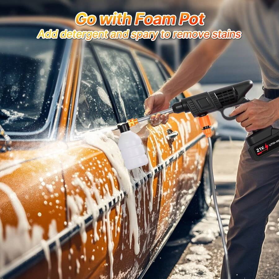 3-In-1 Nozzle Handheld Cordless Power Pressure Washer, Portable Cordless Power Cleaning Tool With 435PSI Water Lance, Foam Cannon, 2 Batteries 15000mAh Batteries
