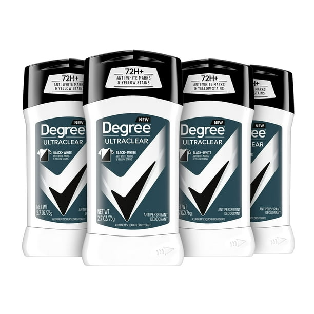 Degree Men UltraClear Antitranspirante, Negro + blanco, Negro/Blanco, 2.7 Ounce / 77g (Pack of 4)